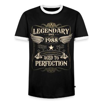 Legendary since 1988 34th birthday gift Awesome - Men's Ringer Shirt - black/white - Front - AI Model Female 172 light (172cm) & AI Model Male 178 light (178cm)