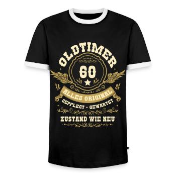 60. Geburtstag Oldtimer - Männer Kontrast-T-Shirt - Schwarz/Weiß - Vorne - AI Model Female 172 light (172cm) & AI Model Male 178 light (178cm)