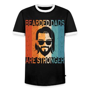 Bearded Dads Are Sronger - Männer Kontrast-T-Shirt - Schwarz/Weiß - Vorne - AI Model Female 172 light (172cm) & AI Model Male 178 light (178cm)
