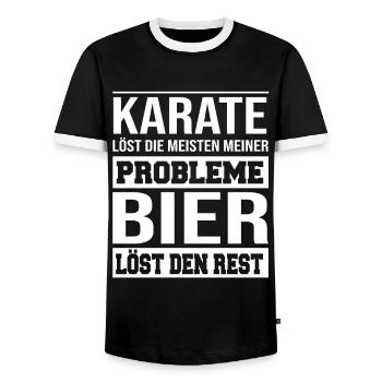 Karate löst die meisten meiner Probleme - Männer Kontrast-T-Shirt - Schwarz/Weiß - Vorne - AI Model Female 172 light (172cm) & AI Model Male 178 light (178cm)