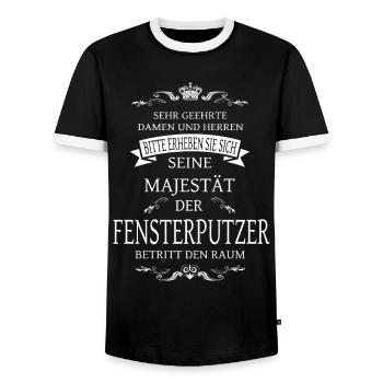 Seine Majestät der Fensterputzer betritt den Raum - Männer Kontrast-T-Shirt - Schwarz/Weiß - Vorne - AI Model Female 172 light (172cm) & AI Model Male 178 light (178cm)