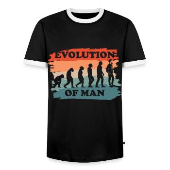 Évolution de l’homme - T-shirt contrasté Homme - noir/blanc - Devant - AI Model Female 172 light (172cm) & AI Model Male 178 light (178cm)