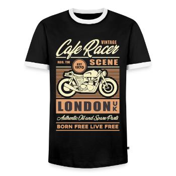 Cafe Racer Vintage Londres Retro Motorbike Design - T-shirt contrasté Homme - noir/blanc - Devant - AI Model Female 172 light (172cm) & AI Model Male 178 light (178cm)