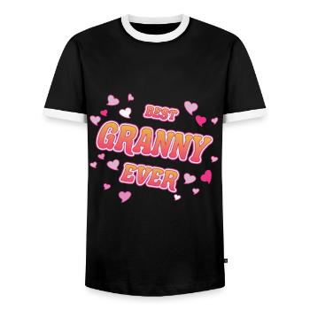 Best Granny Ever, Best Grandma in the World Design - Men's Ringer Shirt - black/white - Front - AI Model Female 172 light (172cm) & AI Model Male 178 light (178cm)