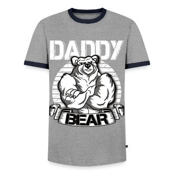 Daddy Bear - Men's Ringer Shirt - grey/navy  - Front - AI Model Female 172 light (172cm) & AI Model Male 178 light (178cm)