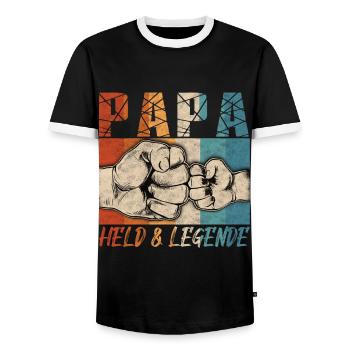 Papa Hero & Legend | Father's Day | Birthday - Men's Ringer Shirt - black/white - Front - AI Model Female 172 light (172cm) & AI Model Male 178 light (178cm)