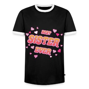 Best Sister Ever - best sister in the world design - Men's Ringer Shirt - black/white - Front - AI Model Female 172 light (172cm) & AI Model Male 178 light (178cm)
