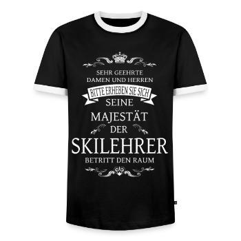Seine Majestät der Skilehrer betritt den Raum - Männer Kontrast-T-Shirt - Schwarz/Weiß - Vorne - AI Model Female 172 light (172cm) & AI Model Male 178 light (178cm)