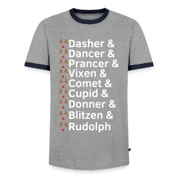 Les rennes nomment Noël - T-shirt contrasté Homme - gris/marine  - Devant - AI Model Female 172 light (172cm) & AI Model Male 178 light (178cm)