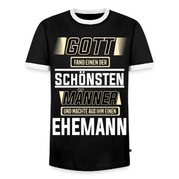Ehemann einer der schönsten Männer der Welt - Männer Kontrast-T-Shirt - Schwarz/Weiß - Vorne - AI Model Female 172 light (172cm) & AI Model Male 178 light (178cm)