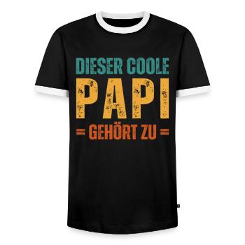 Dieser coole Papi gehört zu Personalisiert - Männer Kontrast-T-Shirt - Schwarz/Weiß - Vorne - AI Model Female 172 light (172cm) & AI Model Male 178 light (178cm)