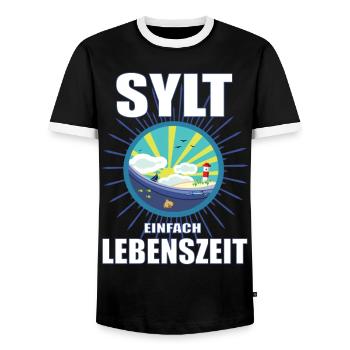 Sylt einfach Lebenszeit - friesische Urlaubsinsel - Männer Kontrast-T-Shirt - Schwarz/Weiß - Vorne - AI Model Female 172 light (172cm) & AI Model Male 178 light (178cm)