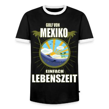 Golf von Mexiko, einfach Lebenszeit Urlaubs Design - Männer Kontrast-T-Shirt - Schwarz/Weiß - Vorne - AI Model Female 172 light (172cm) & AI Model Male 178 light (178cm)