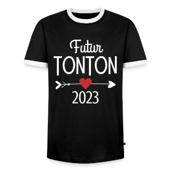 Futur Tonton 2023 Cadeau Bientôt Tonton - T-shirt contrasté Homme - noir/blanc - Devant - AI Model Female 172 light (172cm) & AI Model Male 178 light (178cm)