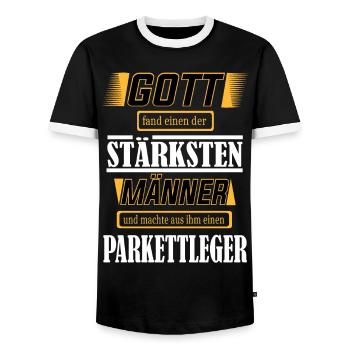Parkettleger, einer der stärksten Männer der Welt - Männer Kontrast-T-Shirt - Schwarz/Weiß - Vorne - AI Model Female 172 light (172cm) & AI Model Male 178 light (178cm)