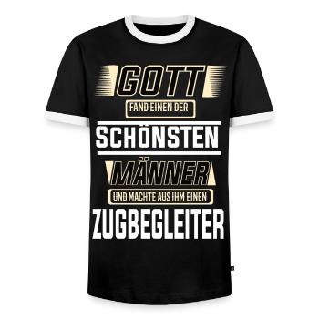Zugbegleiter, einer der schönsten Männer der Welt - Männer Kontrast-T-Shirt - Schwarz/Weiß - Vorne - AI Model Female 172 light (172cm) & AI Model Male 178 light (178cm)