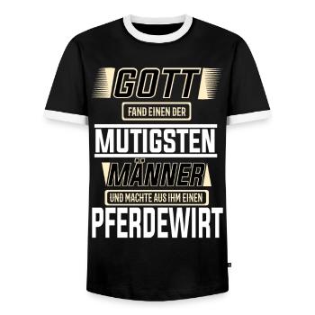 Pferdewirt, einer der mutigsten Männer der Welt - Männer Kontrast-T-Shirt - Schwarz/Weiß - Vorne - AI Model Female 172 light (172cm) & AI Model Male 178 light (178cm)