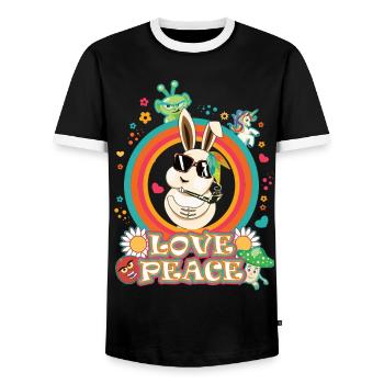 Love and Peace Easter - Flowerpower Oster Desig - Men's Ringer Shirt - black/white - Front - AI Model Female 172 light (172cm) & AI Model Male 178 light (178cm)