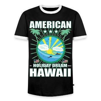 American Holiday Dream Hawaii - Aloha State Design - T-shirt contrasté Homme - noir/blanc - Devant - AI Model Female 172 light (172cm) & AI Model Male 178 light (178cm)