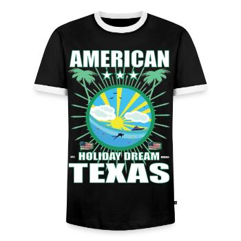 American Holiday Dream Texas Design - Männer Kontrast-T-Shirt - Schwarz/Weiß - Vorne - AI Model Female 172 light (172cm) & AI Model Male 178 light (178cm)