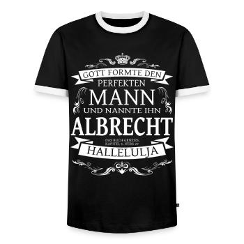 Albrecht der perfekte Mann von Gott geformt Design - Männer Kontrast-T-Shirt - Schwarz/Weiß - Vorne - AI Model Female 172 light (172cm) & AI Model Male 178 light (178cm)