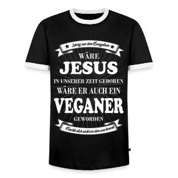 Jesus wäre Veganer geworden Design fürs Tierwohl - Männer Kontrast-T-Shirt - Schwarz/Weiß - Vorne - AI Model Female 172 light (172cm) & AI Model Male 178 light (178cm)
