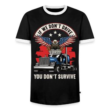 Si nous ne conduisons pas, vous ne survivez pas au camion de camionneur - T-shirt contrasté Homme - noir/blanc - Devant - AI Model Female 172 light (172cm) & AI Model Male 178 light (178cm)