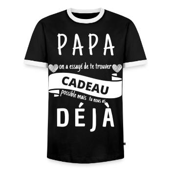 Papa on a essayé de te trouver le meilleur cadeau - T-shirt contrasté Homme - noir/blanc - Devant - AI Model Female 172 light (172cm) & AI Model Male 178 light (178cm)