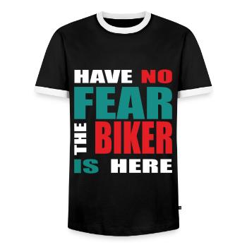 N’ayez pas peur que le motard soit là Outfit - T-shirt contrasté Homme - noir/blanc - Devant - AI Model Female 172 light (172cm) & AI Model Male 178 light (178cm)