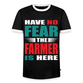 N’ayez pas peur que le fermier soit ici Outfit - T-shirt contrasté Homme - noir/blanc - Devant - AI Model Female 172 light (172cm) & AI Model Male 178 light (178cm)