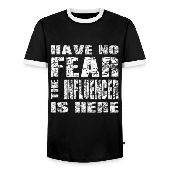 N’ayez pas peur que l’influenceur soit ici Tenue - T-shirt contrasté Homme - noir/blanc - Devant - AI Model Female 172 light (172cm) & AI Model Male 178 light (178cm)