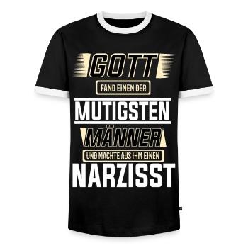 Narzisst einer der mutigsten Männer der Welt - Männer Kontrast-T-Shirt - Schwarz/Weiß - Vorne - AI Model Female 172 light (172cm) & AI Model Male 178 light (178cm)