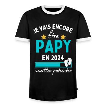 Je vais encore Être Papy en 2024 Cadeau Futur Papi - T-shirt contrasté Homme - noir/blanc - Devant - AI Model Female 172 light (172cm) & AI Model Male 178 light (178cm)