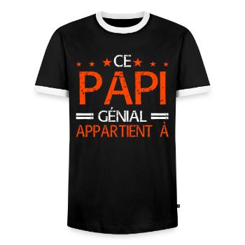 Ce Papi Génial Appartient à Personnalisé - T-shirt contrasté Homme - noir/blanc - Devant - AI Model Female 172 light (172cm) & AI Model Male 178 light (178cm)