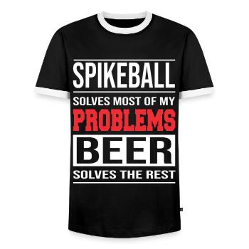 Spikeball solves Most of my Problems - Männer Kontrast-T-Shirt - Schwarz/Weiß - Vorne - AI Model Female 172 light (172cm) & AI Model Male 178 light (178cm)
