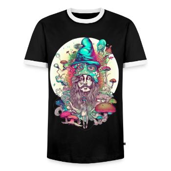 Trippy Shaman - T-shirt contrasté Homme - noir/blanc - Devant - AI Model Female 172 light (172cm) & AI Model Male 178 light (178cm)