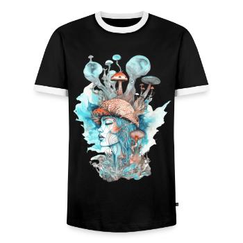 Trippy Shaman - T-shirt contrasté Homme - noir/blanc - Devant - AI Model Female 172 light (172cm) & AI Model Male 178 light (178cm)