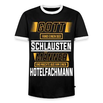 Hotelfachmann einer der schlausten Männer der Welt - Männer Kontrast-T-Shirt - Schwarz/Weiß - Vorne - AI Model Female 172 light (172cm) & AI Model Male 178 light (178cm)