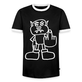 Pig Man Funny Pig Design - Men's Ringer Shirt - black/white - Front - AI Model Female 172 light (172cm) & AI Model Male 178 light (178cm)