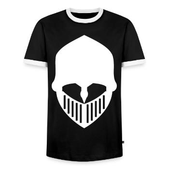 Le casque de chevalier, le design cool de l’éventail de chevalier - T-shirt contrasté Homme - noir/blanc - Devant - AI Model Female 172 light (172cm) & AI Model Male 178 light (178cm)