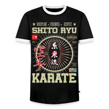 Shito Ryu Karate Okinawa Design - Männer Kontrast-T-Shirt - Schwarz/Weiß - Vorne - AI Model Female 172 light (172cm) & AI Model Male 178 light (178cm)