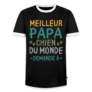 Meilleur Papa Chien Du Monde cadeau Personnalisé - T-shirt contrasté Homme - noir/blanc - Devant - AI Model Female 172 light (172cm) & AI Model Male 178 light (178cm)