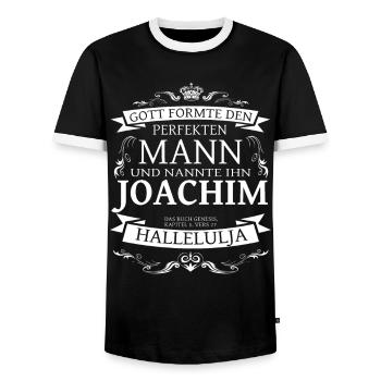 joachim der perfekte Mann von Gott geformt Design - Männer Kontrast-T-Shirt - Schwarz/Weiß - Vorne - AI Model Female 172 light (172cm) & AI Model Male 178 light (178cm)