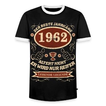 1962 der bester Jahrgang - Männer Kontrast-T-Shirt - Schwarz/Weiß - Vorne - AI Model Female 172 light (172cm) & AI Model Male 178 light (178cm)