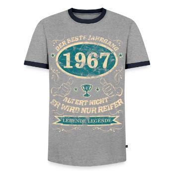 1967 der bester Jahrgang - Männer Kontrast-T-Shirt - Grau/Navy  - Vorne - AI Model Female 172 light (172cm) & AI Model Male 178 light (178cm)