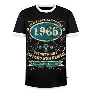 1965 der bester Jahrgang - Männer Kontrast-T-Shirt - Schwarz/Weiß - Vorne - AI Model Female 172 light (172cm) & AI Model Male 178 light (178cm)