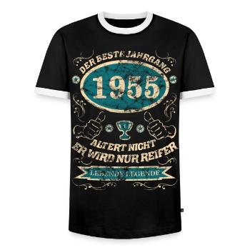 1955 der bester Jahrgang - Männer Kontrast-T-Shirt - Schwarz/Weiß - Vorne - AI Model Female 172 light (172cm) & AI Model Male 178 light (178cm)