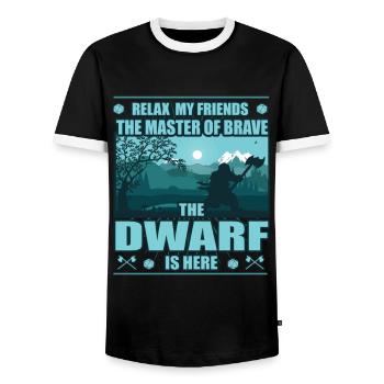 Dwarf, the Master of Courage, Dwarves Design - Men's Ringer Shirt - black/white - Front - AI Model Female 172 light (172cm) & AI Model Male 178 light (178cm)