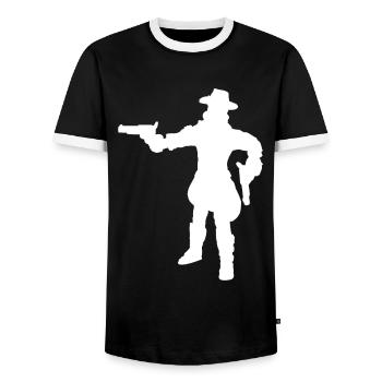 Cowboy Design - Men's Ringer Shirt - black/white - Front - AI Model Female 172 light (172cm) & AI Model Male 178 light (178cm)