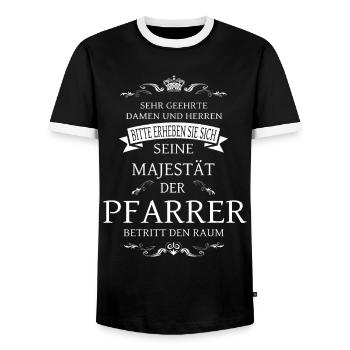 Seine Majestät der Pfarrer betritt den Raum - Männer Kontrast-T-Shirt - Schwarz/Weiß - Vorne - AI Model Female 172 light (172cm) & AI Model Male 178 light (178cm)